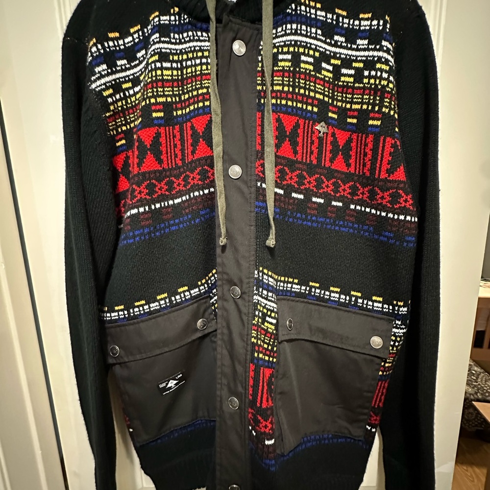 Men's LRG nomad sweater black zip up pullover hoodie